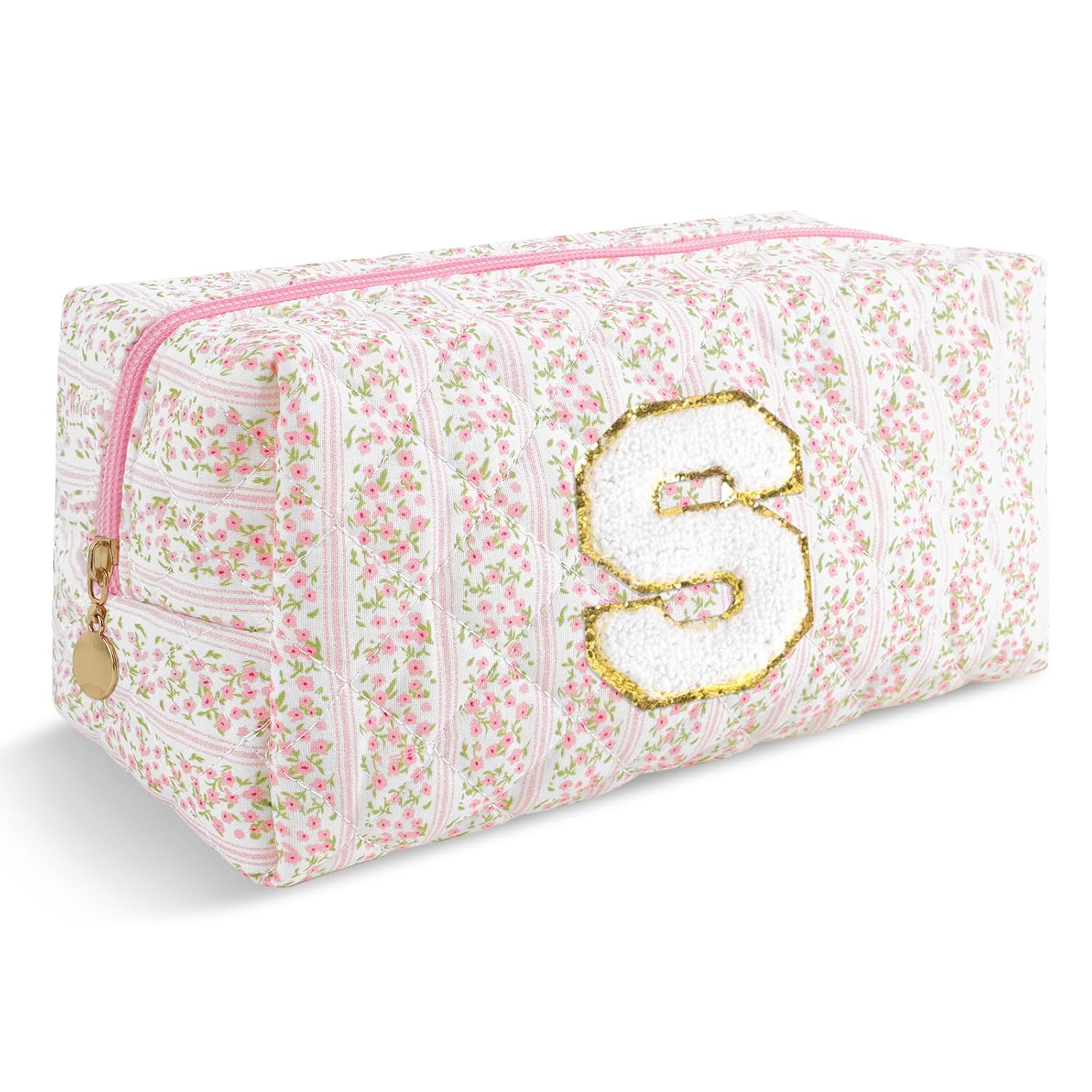 Personalized Quilted Cosmetic Bag, Puffy Monogrammed Christmas Birthday Gifts for Women & Girls