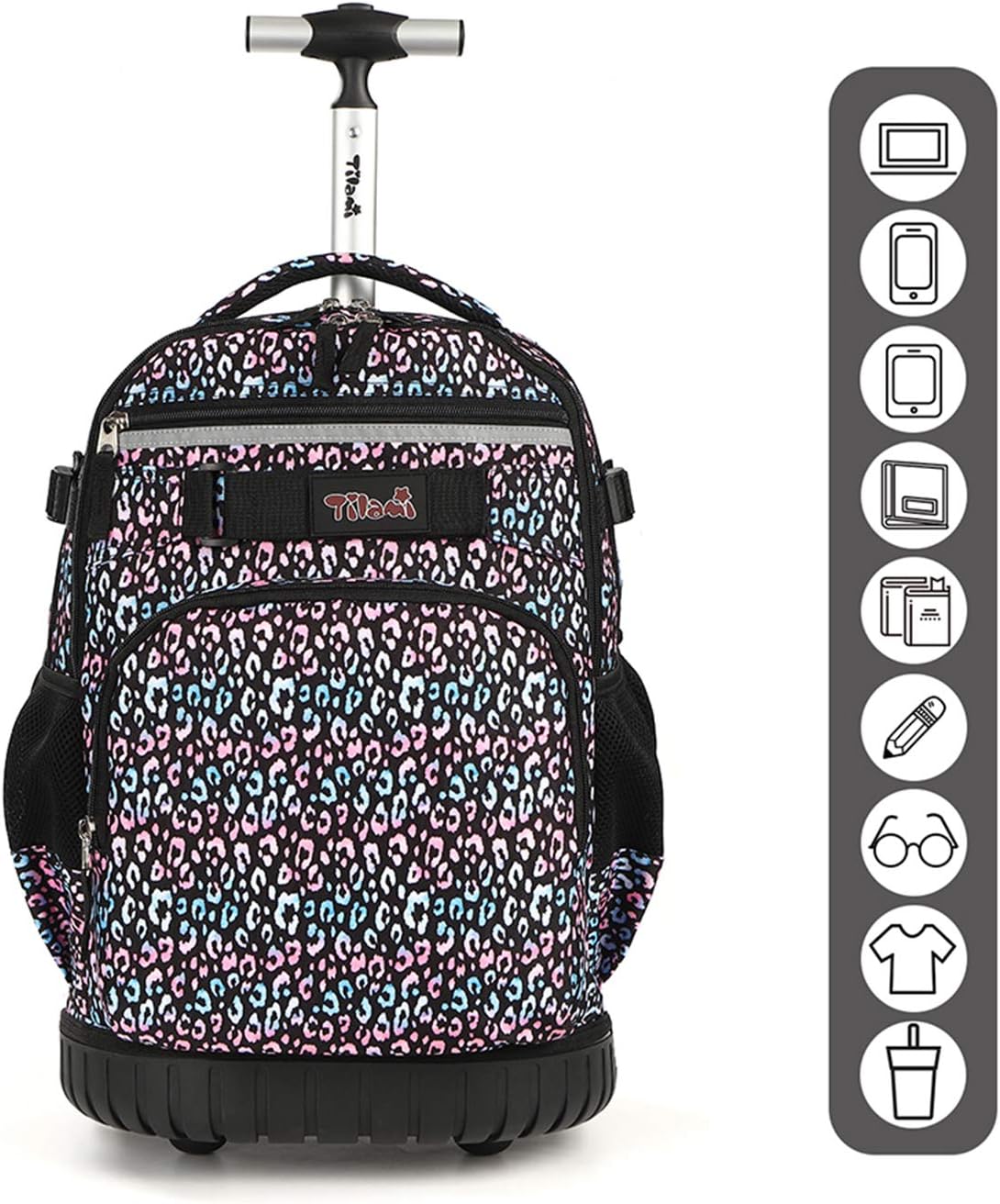 Tilami Rolling Backpack 18 inch Wheeled Backpack School College Student Travel Trip Boys and Girls