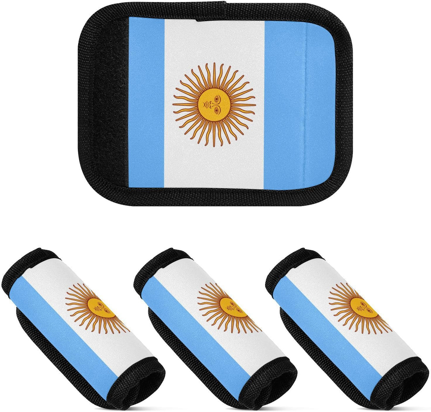 Argentina Flag 2 Pack Luggage Handle Wrap for Suitcase Luggage Identifier Travel Tags Handle Protection Sleeve Cover