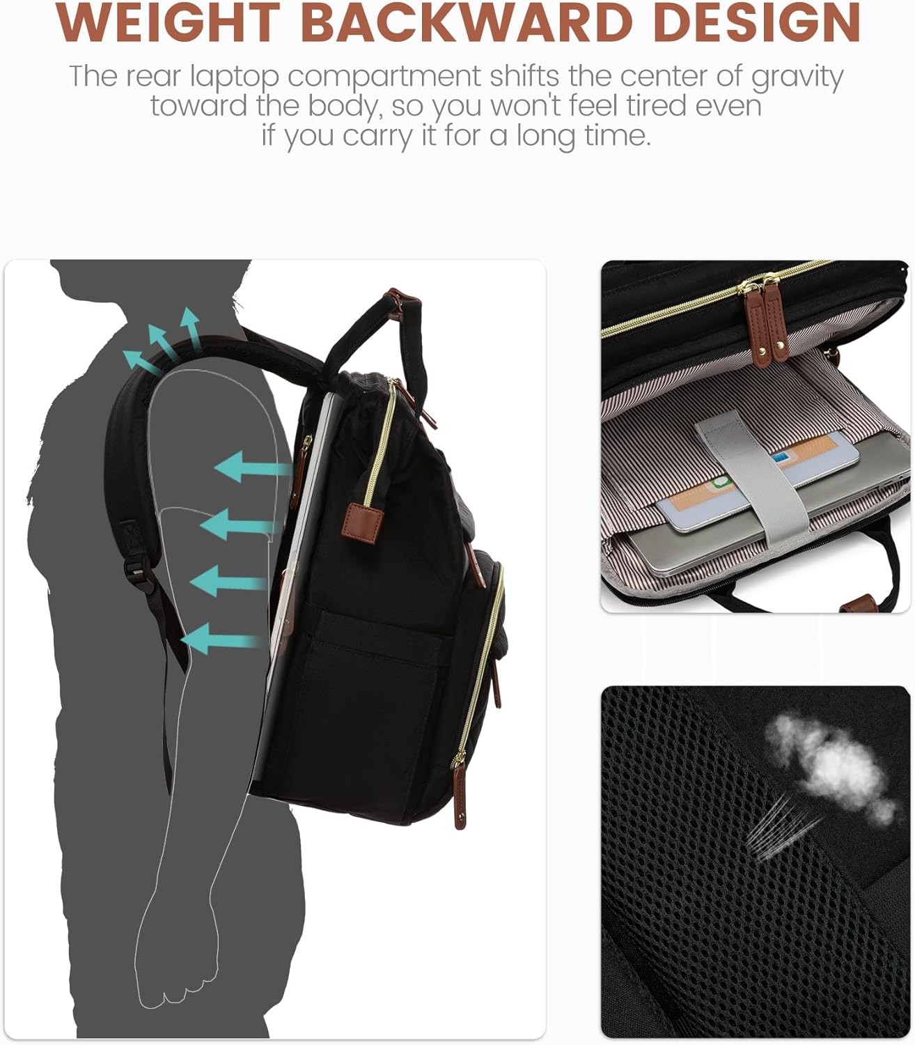 LOVEVOOK Laptop Backpack for Women, 15.6'' Waterproof Nurse Bag Teacher Work Backpack Purse for Women, Travel Computer Backpack for College Office Business Ladies