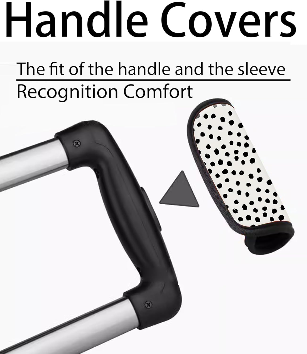 2 Pack Luggage Handle Wrap Travel Tags - Set of Luggage Tags for Suitcases, Identifiers, Marker, and Handle Covers - Cruise Accessories and Travel Gifts（Cute Black Polka Dot