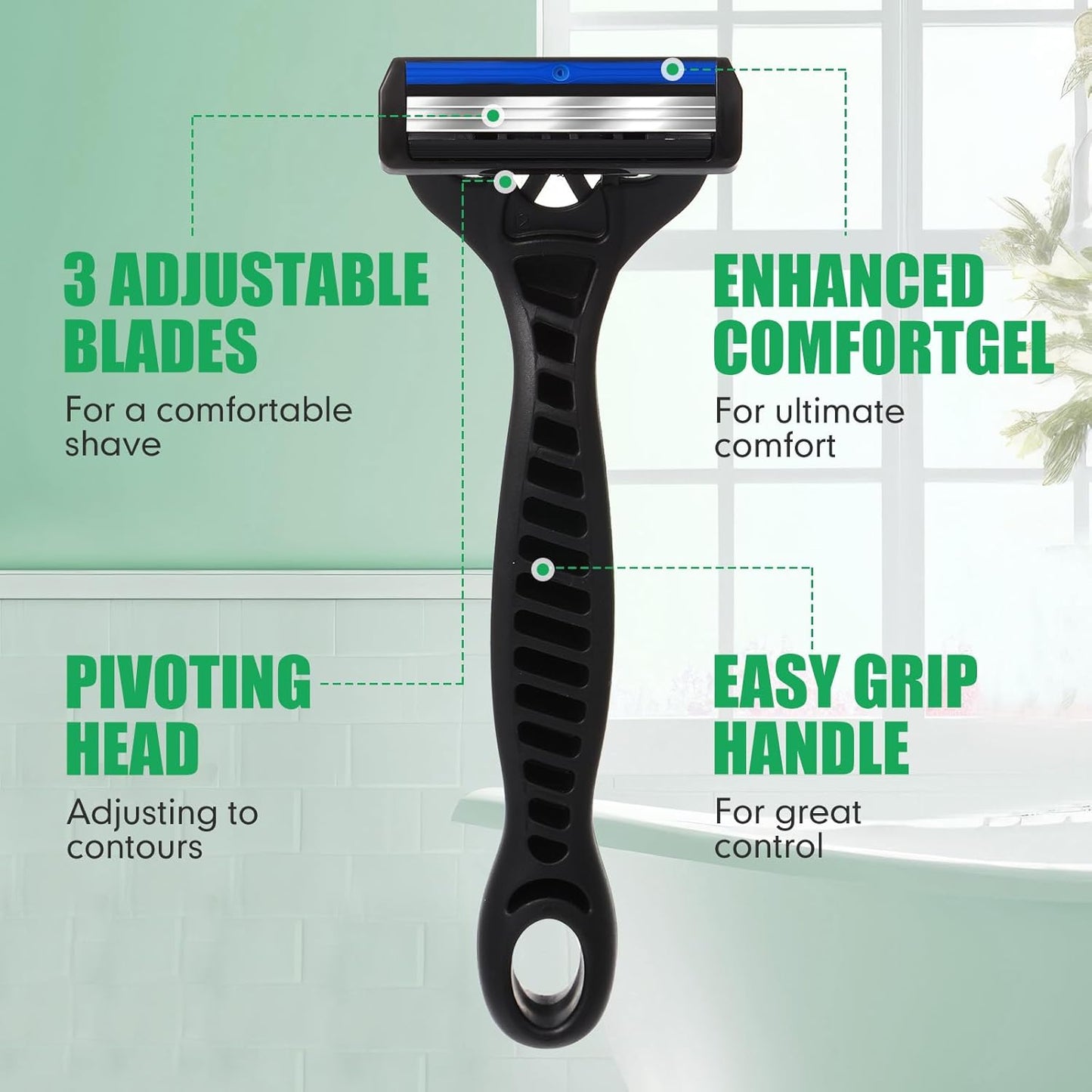 36 Pcs Mens Disposable Razors Bulk 3 Blade Sensitive Head Shaving Razors for Men Travel Hotel Spa Christmas Party Gift