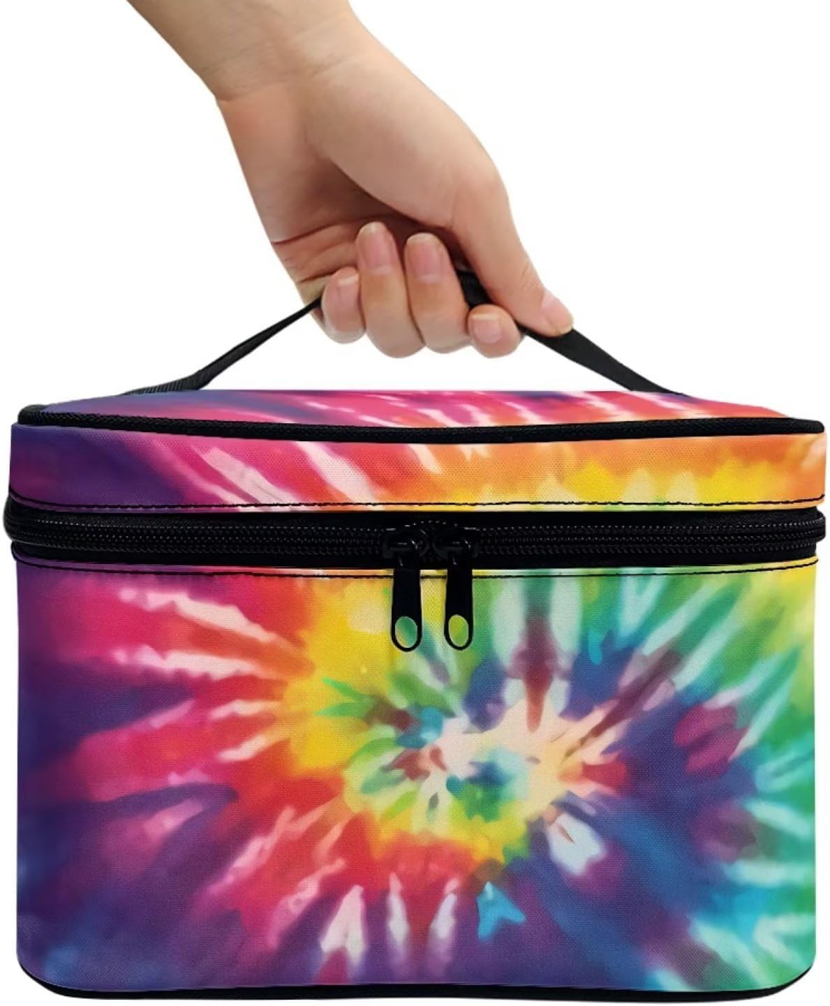 JoyLamoria Tie Dye Print Toiletry Bag Lightweight Cosmetic Bag Women Girls Makeup Case Pouch
