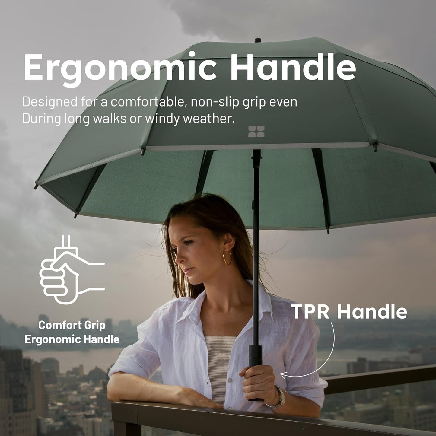 Weatherman Umbrella - Stick Umbrella - Windproof Umbrella Resists Up to 55 MPH Winds (Sunlit Butter)