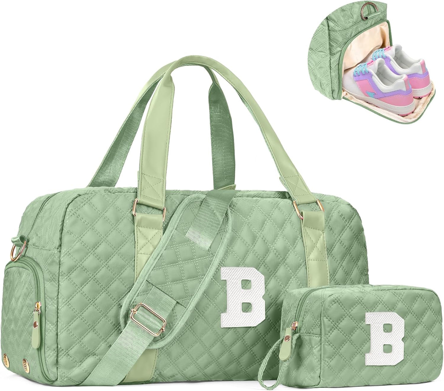 Monogram Duffle Bag Women Girls Gift: Initial Overnight bags, Dance Cheer bag Sports for Girl, Kid Gymnastics Bags, Birthday Gifts for Women Girls Kids Teens Mom Teacher