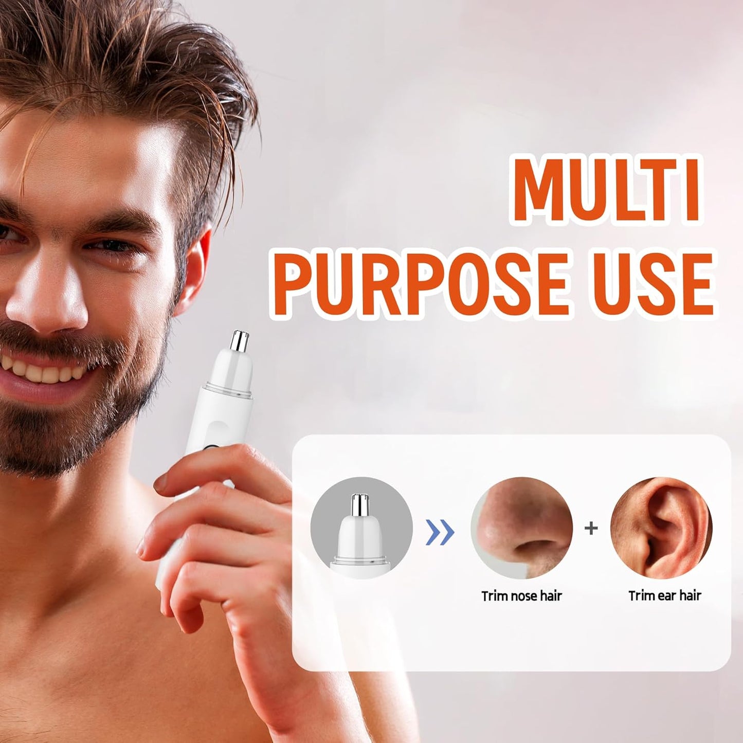 7AM2M PersonalCare Electric Nose and Ear Hair Trimmer – Rechargeable, 9000 RPM High-Speed Precision Cutting, Detachable Washable Blade, Portable Design Ivory