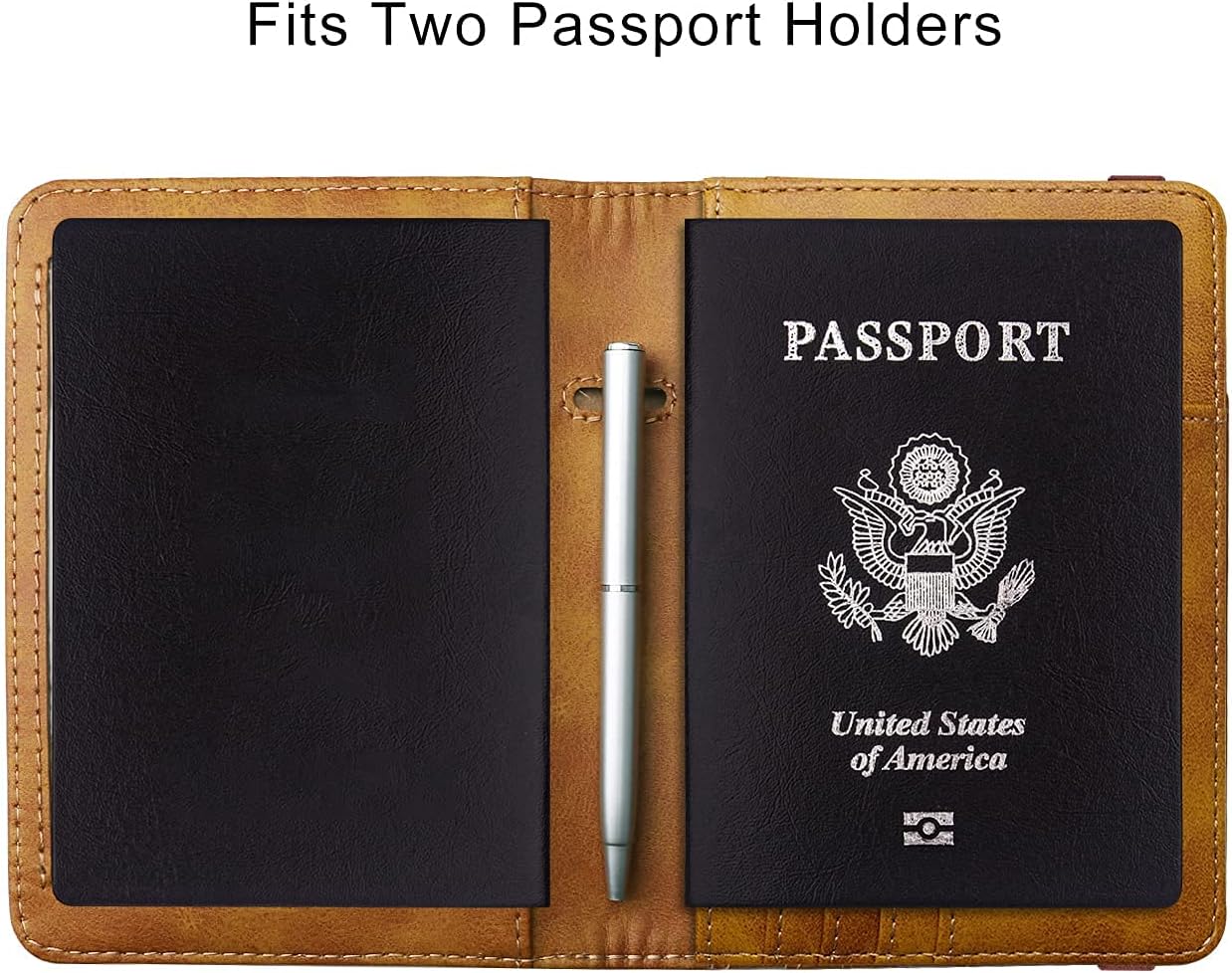 WALNEW Passport Holder for Travel, RFID Passport Cover Wallet for Women Men, PU Leather Passport Book Card Holder Case with Pen, Travelling Essentials for Flying