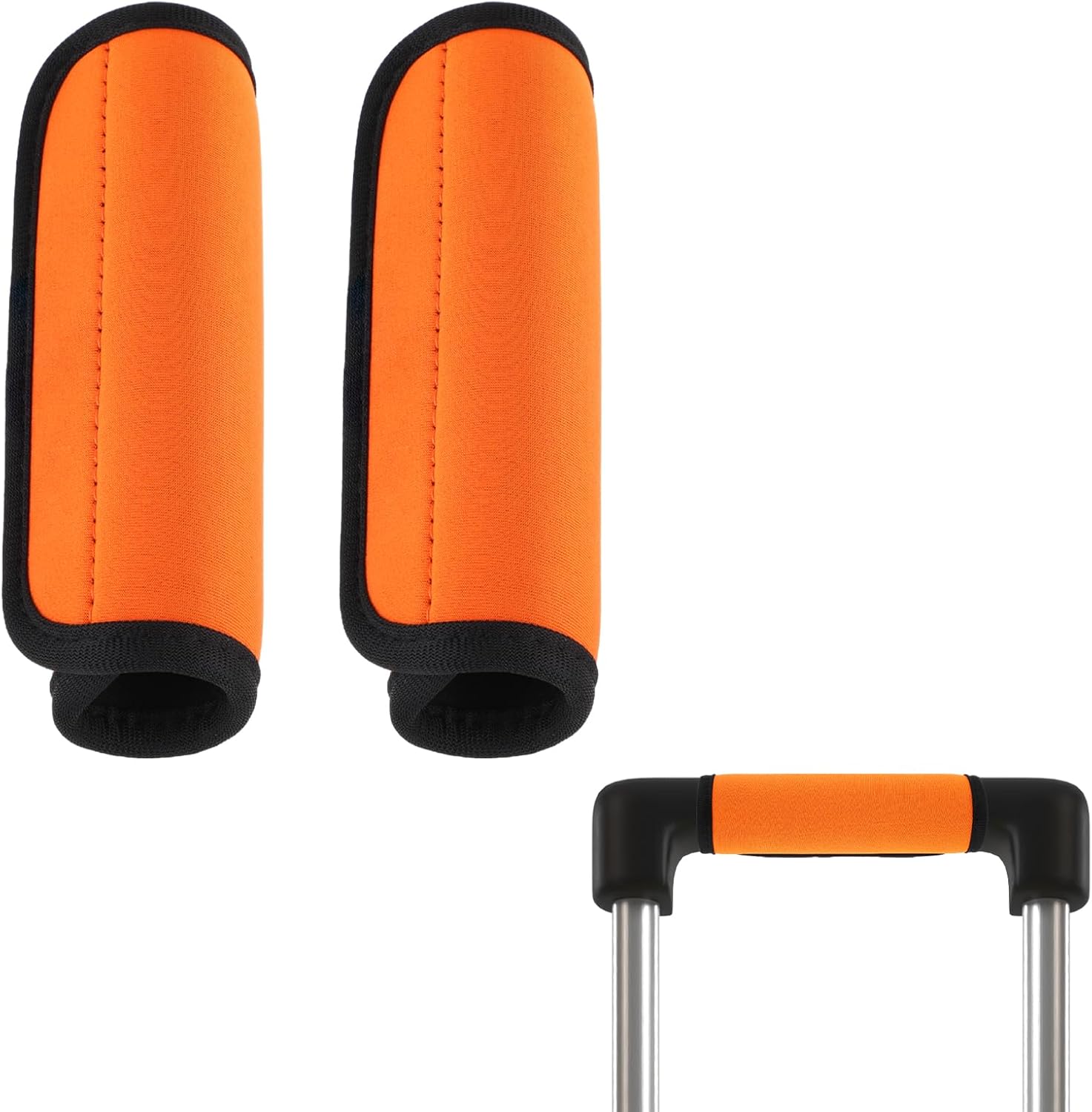 2Pack Luggage Handle Wrap for Suitcase Travel Essential Bright Orange Color Soft Luggage
