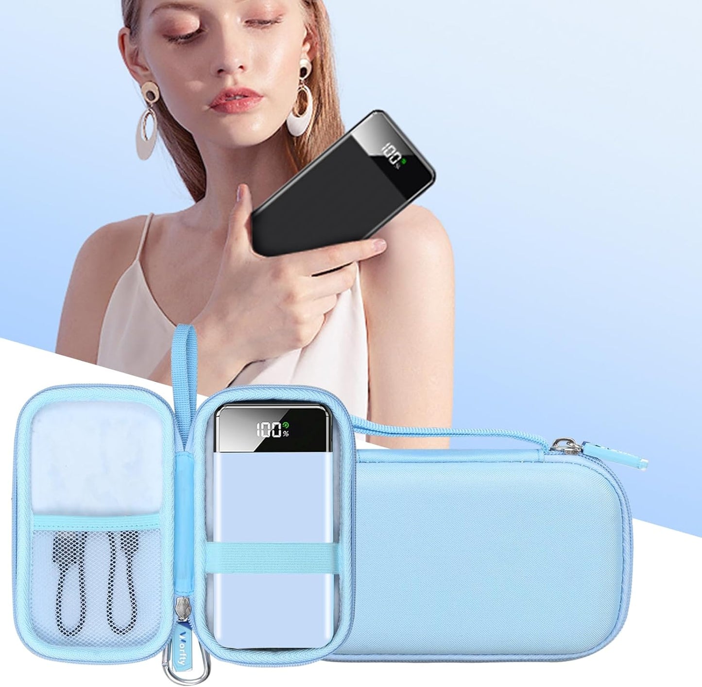 Hard Travel Case for SABANI for LOVELEDI for IAPOS for Pxwaxpy for OHOVIV for FOCHEW Portable Charger Power Bank, Storage Holder for Fast Charging Battery Protective Case (Blue)