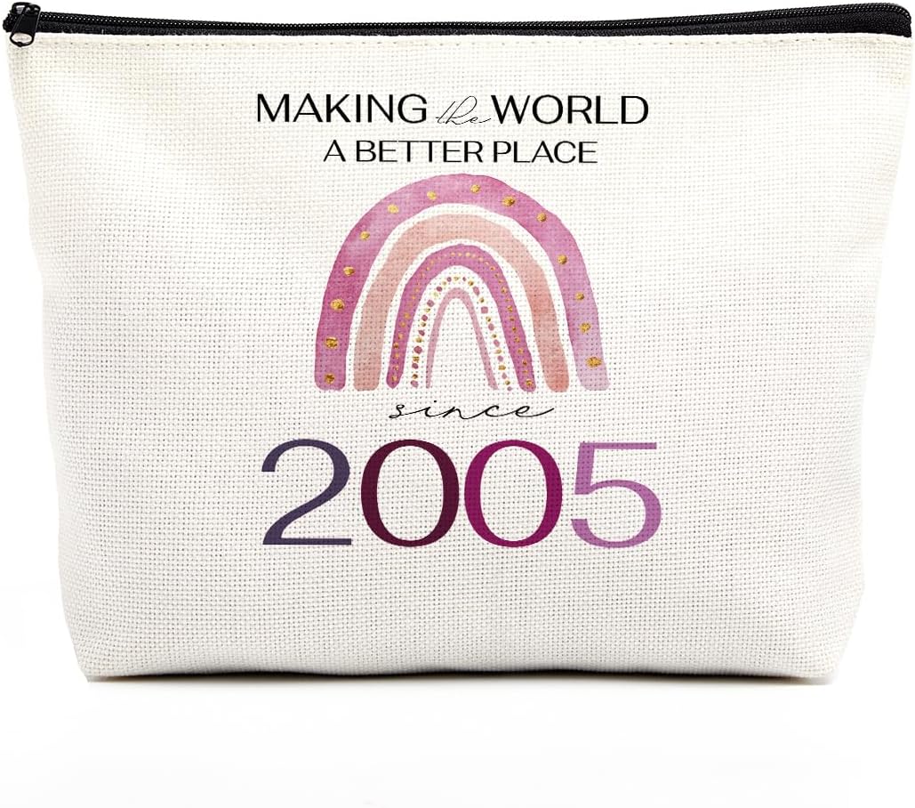 fkovcdy 20st Birthday Gifts for Her Makeup Bag Boho Rainbow Birthday Gifts from Mom for 20 Year Old Female Women Her Daughter Niece Making The World A Better Place Since 2005