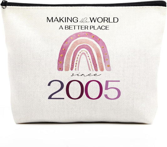 fkovcdy 20st Birthday Gifts for Her Makeup Bag Boho Rainbow Birthday Gifts from Mom for 20 Year Old Female Women Her Daughter Niece Making The World A Better Place Since 2005