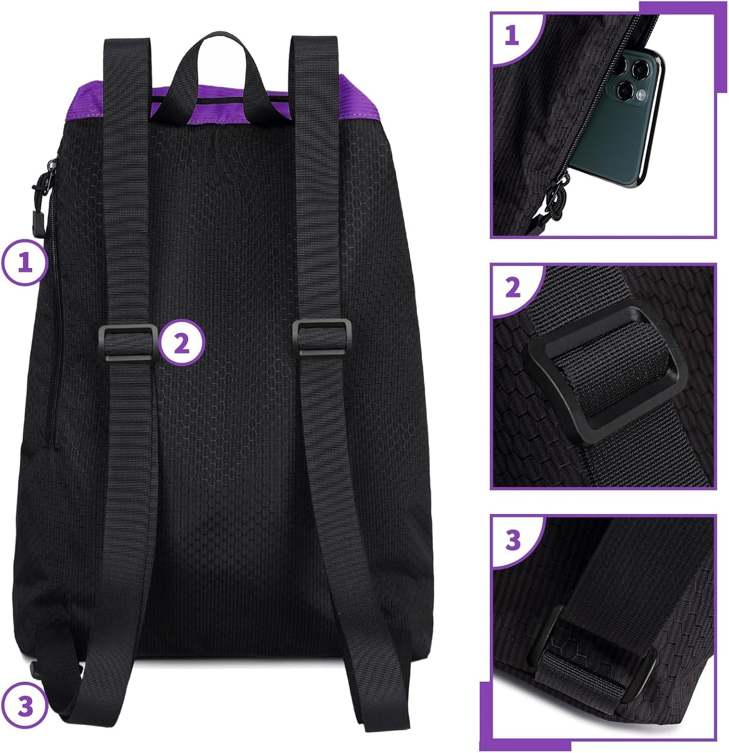 Lohol Large Mesh Drawstring Backpack with Shoe Bag, Durable Swimming String Sack with Handle for Sports Gym Yoga Beach Travel