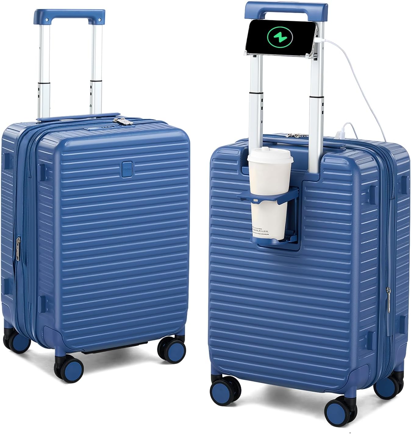 Hard Shell Suitcases 20 Inch Carry on Luggage Airline Approved, Expandable Travel Luggage with Cup