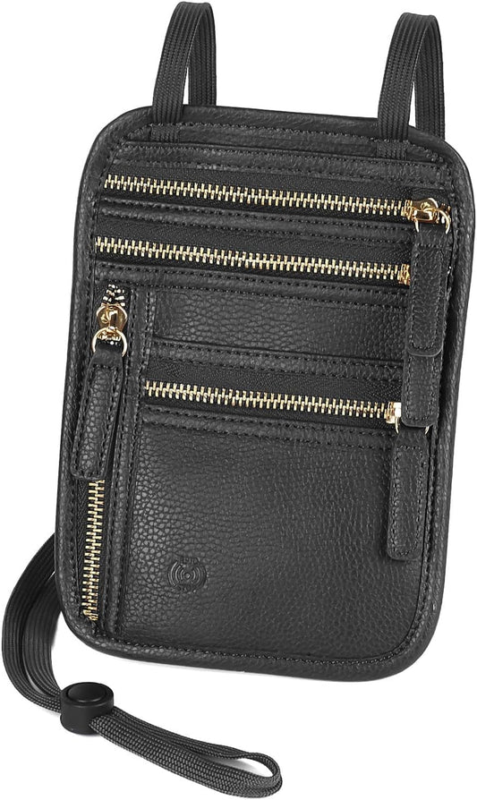 Sizobi Neck Wallet for Traveling Women Men, RFID Blocking Leather Passport Holder Pouch, Family Document Organizer Passport Wallets,International Travel Must Haves Travel Accessories