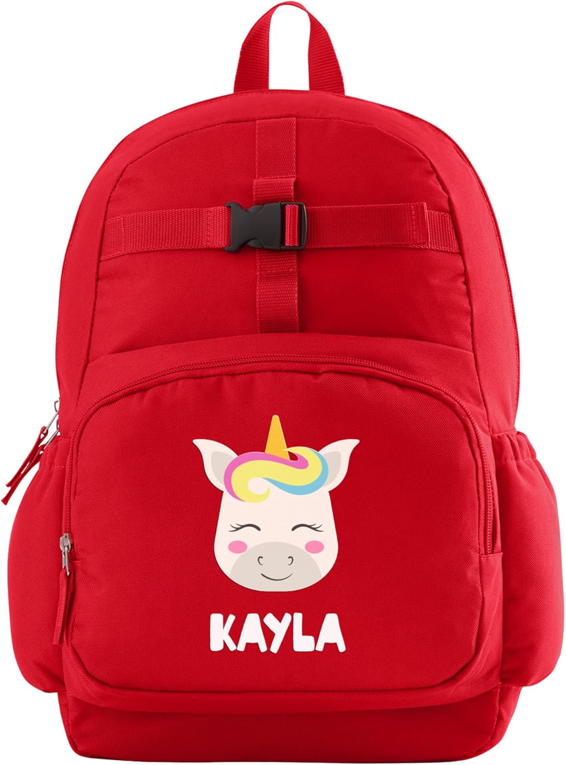 Let's Make Memories Personalized Kids Backpack - Backpack for School - For Animal Lovers - Back to School - Bookbag - Matching Lunchbox/Water Bottle Sold Separately - Red - Unicorn
