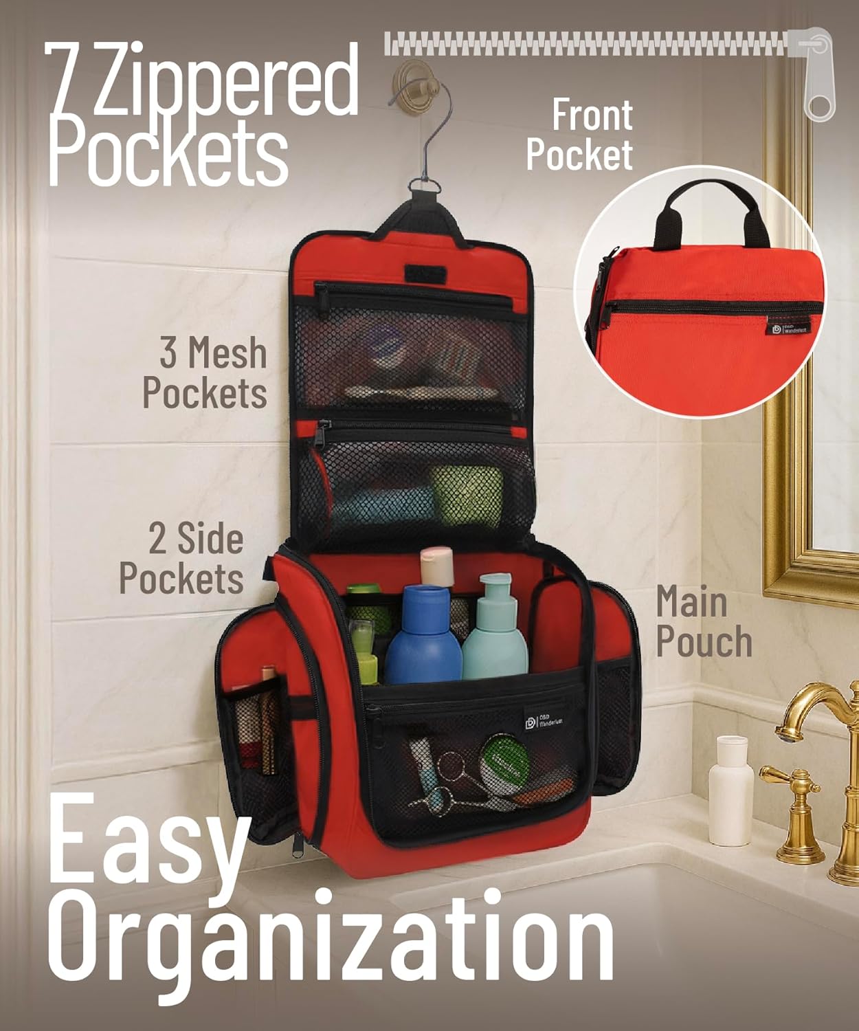 DD D&D Wanderlust D&D Hanging Travel Toiletry Bag for Men and Women – Cosmetics, Makeup and