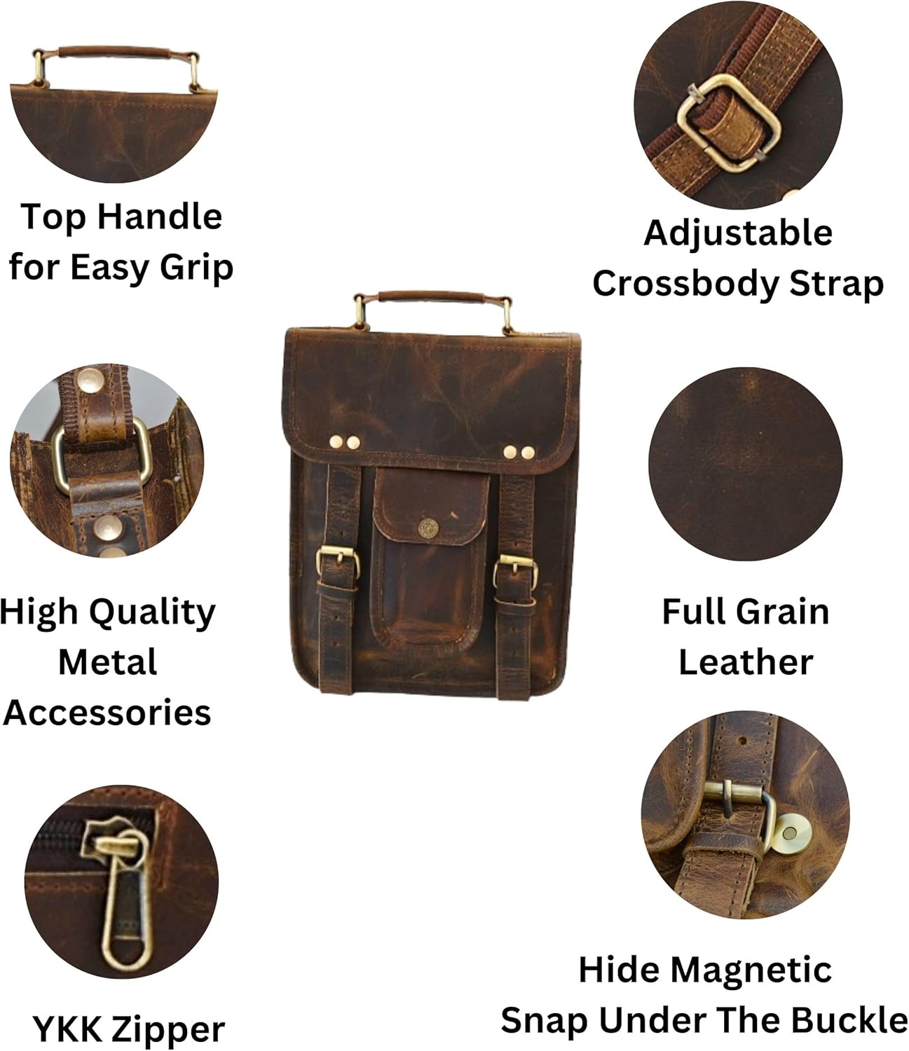 URBAN DEZIRE Men's Genuine Leather Small Briefcase Messenger Satchel Ipad Tab Tablet Bag 11