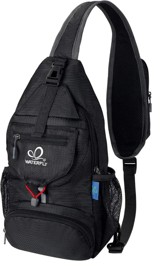 WATERFLY Packable Small Crossbody Sling Backpack Shoulder Chest Bag Daypack for Hiking Traveling