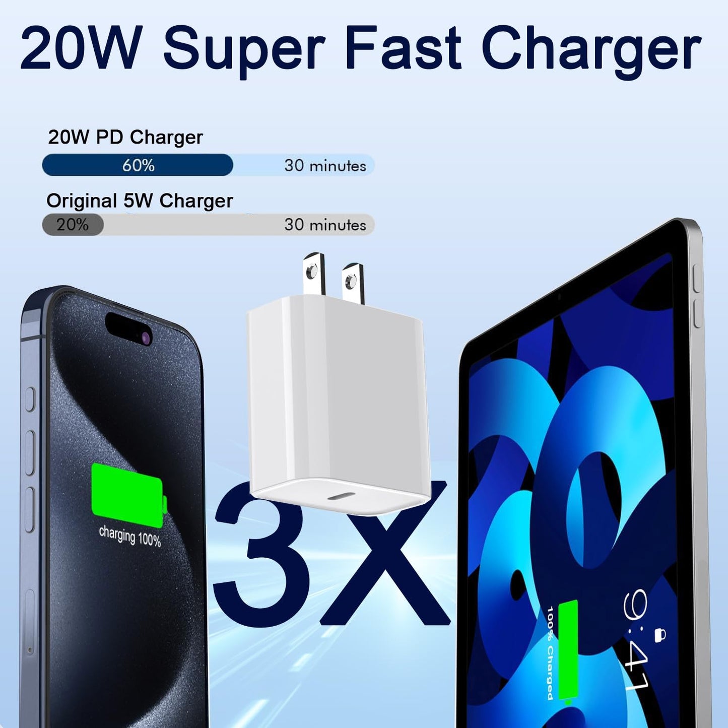 for iPhone 17 Charger Fast Charging,10Foot Long USB C Cable with 20W PD iPhone 17 Pro Max Charger USB C Fast Charging Block for iPhone 17/17 Air/17 Pro/17 Pro Max/16 Plus/16 Pro Max/15/15 Pro Max/iPad