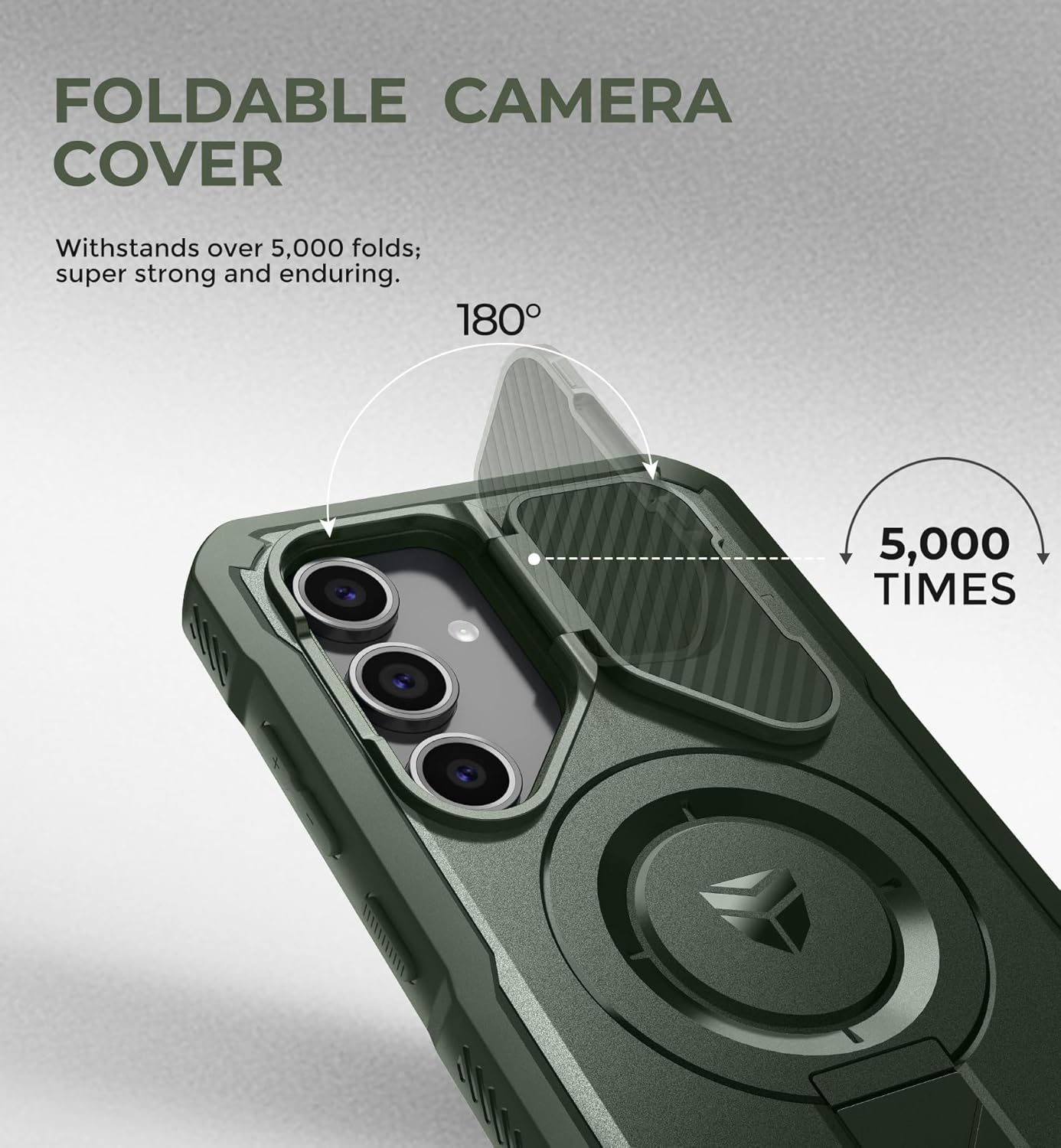 Dexnor for Samsung Galaxy S24 FE Case with Camera Cover & Adjustable Kickstand & Built-in Screen Protector, Magnetic Rugged Shockproof Bumper Cases Heavy-Duty Magnetic Protective Cover,Army Green