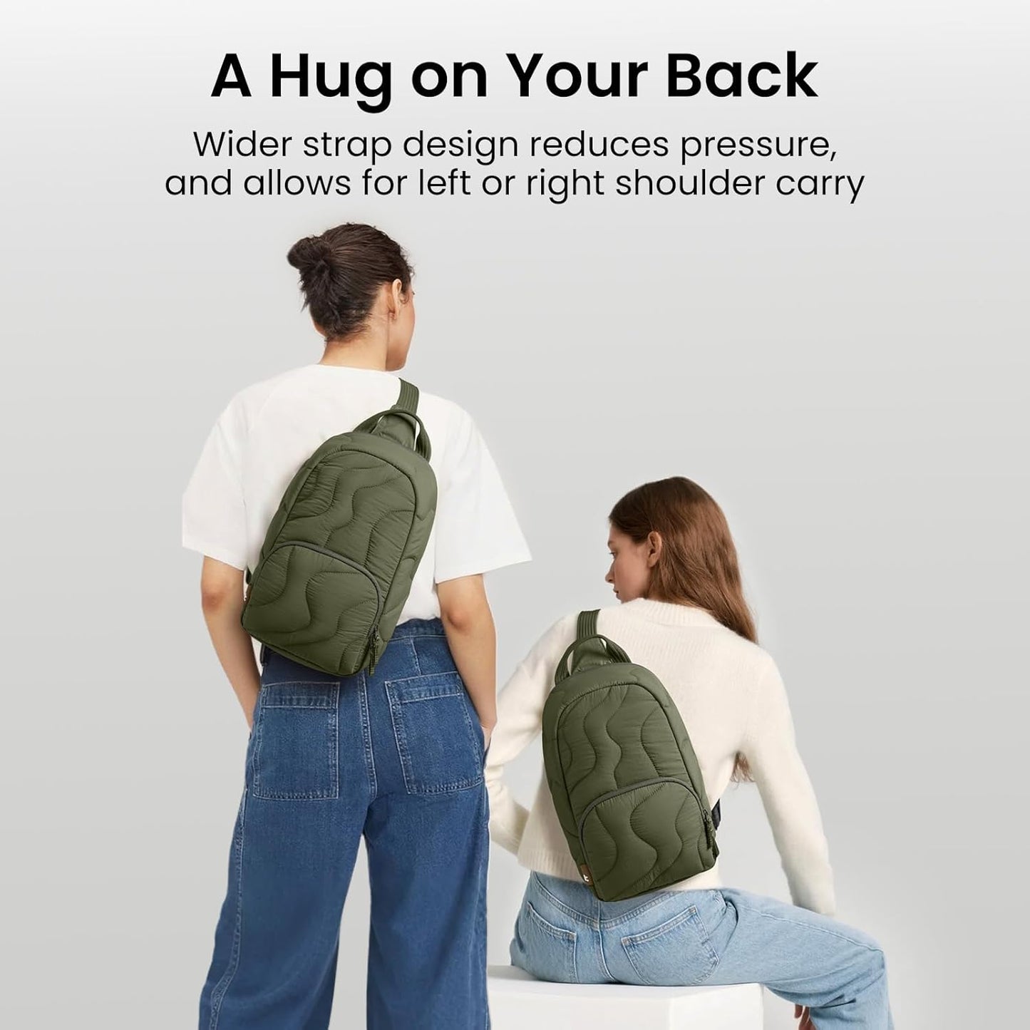 tomtoc 10L Puffy Sling Bag Backpack for Women Trendy, Quilted Padded Crossbody Bag for 11-inch iPad, iPad Air M3/M2, iPad Pro M5 2025/M4, Nintendo Switch 2, Lightweight Puffer Travel Chest Bag Daypack