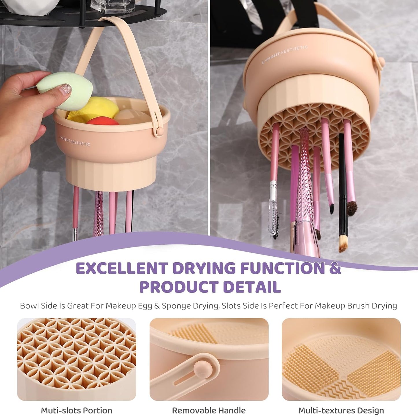 Makeup Brush Cleaner Mat 3 in 1 Silicone Makeup Brush Cleaner Bowl Cosmetic Brushes Cleaning Tool