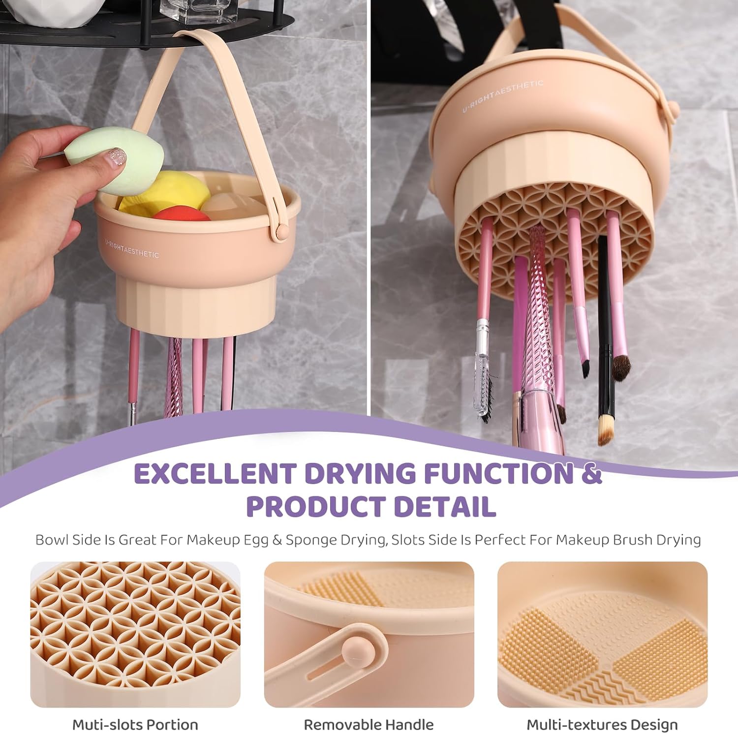 Makeup Brush Cleaner Mat 3 in 1 Silicone Makeup Brush Cleaner Bowl Cosmetic Brushes Cleaning Tool