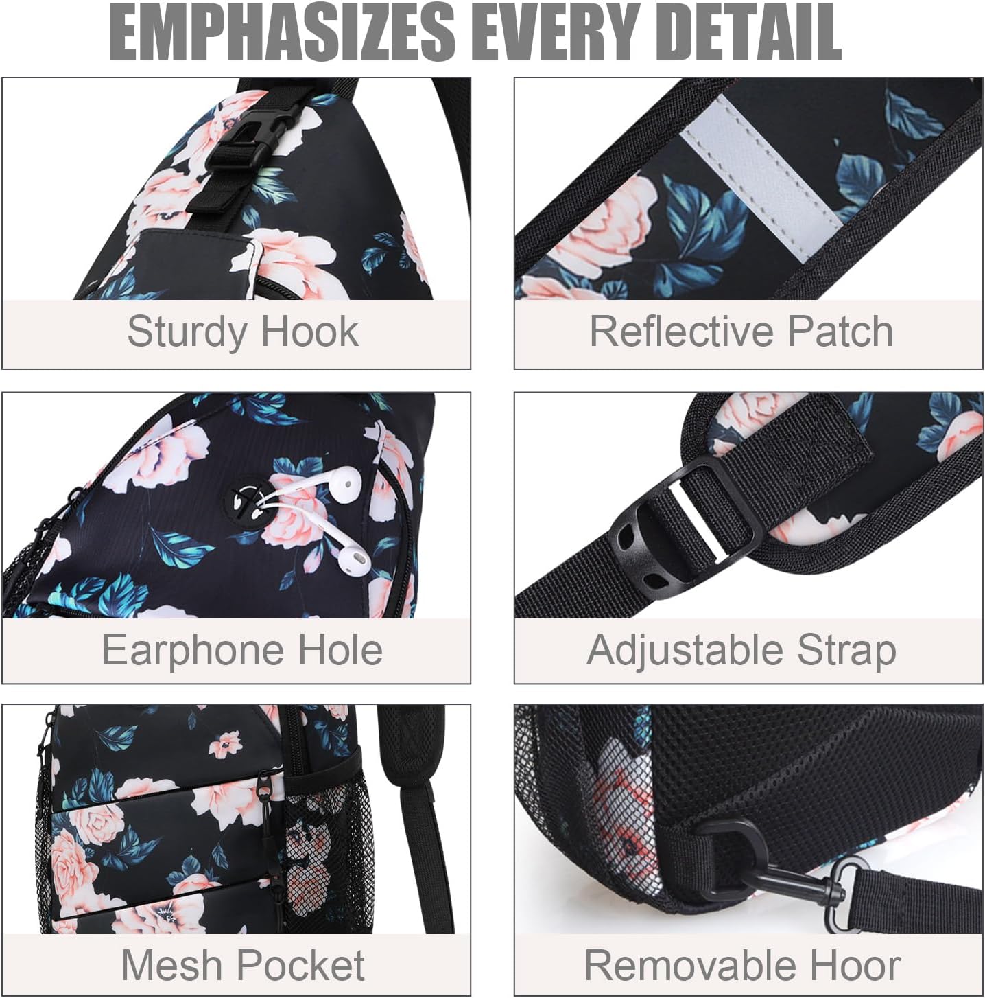 Crossbody Bags for Women Men Trendy Sling Bag Backpack Casual Chest Bag with Convertible Shoulder Strap