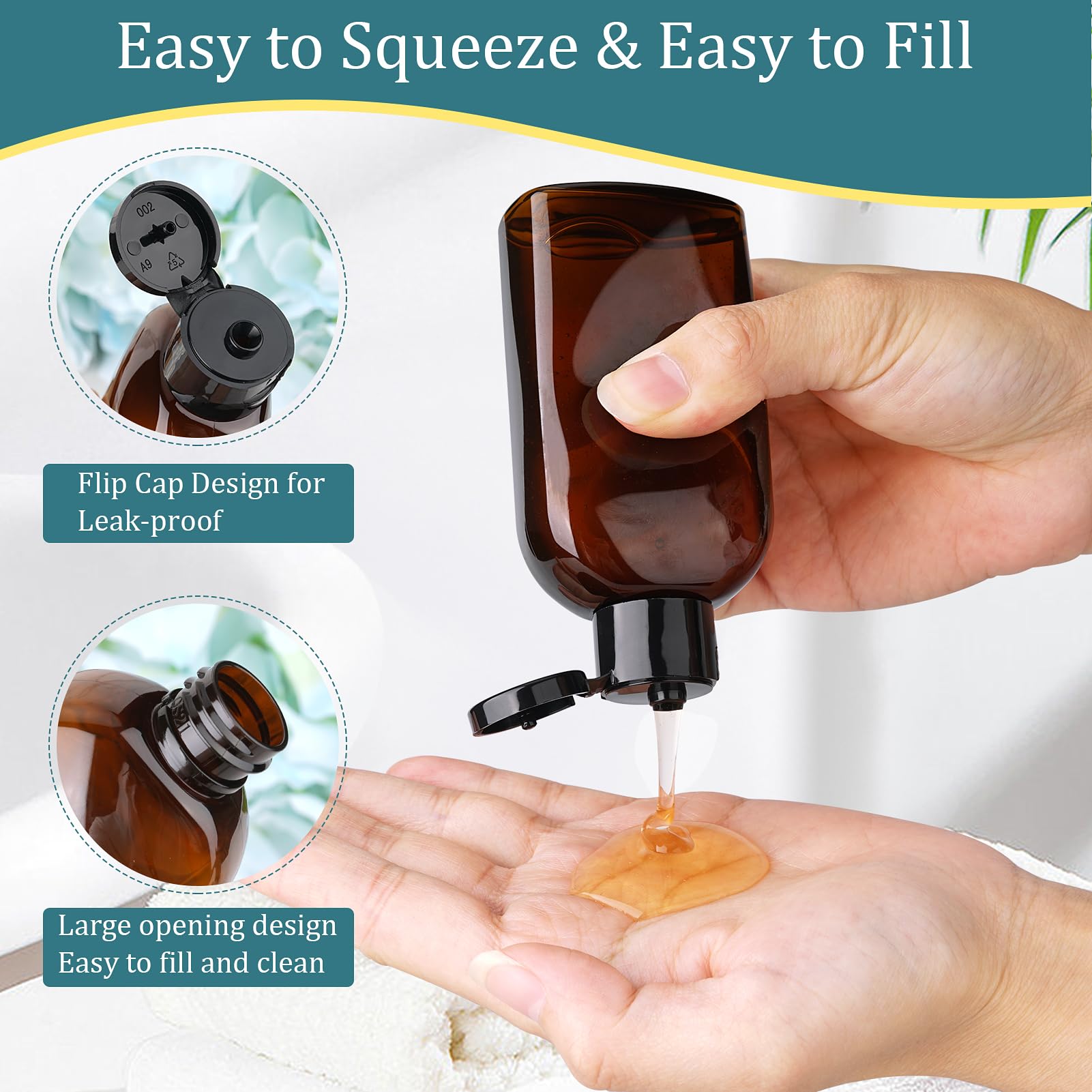 Cosywell 4 Pack 3.4 oz Preprinted Travel Bottles for Toiletries