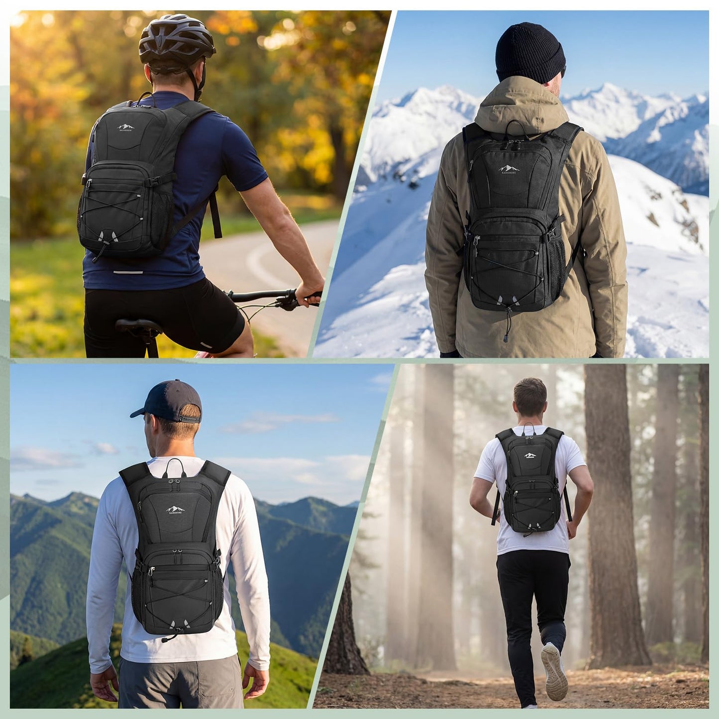 RAINSMORE Hydration Backpack with 2L Water Bladder, 15L Lightweight Hiking Backpack for Women & Men