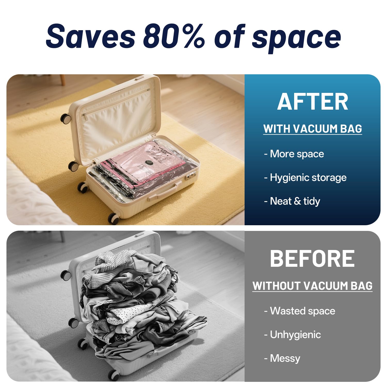 UPGOGO Travel Vacuum Bags for Luggage with Portable Electric Pump,Vacuum Seal Bags for