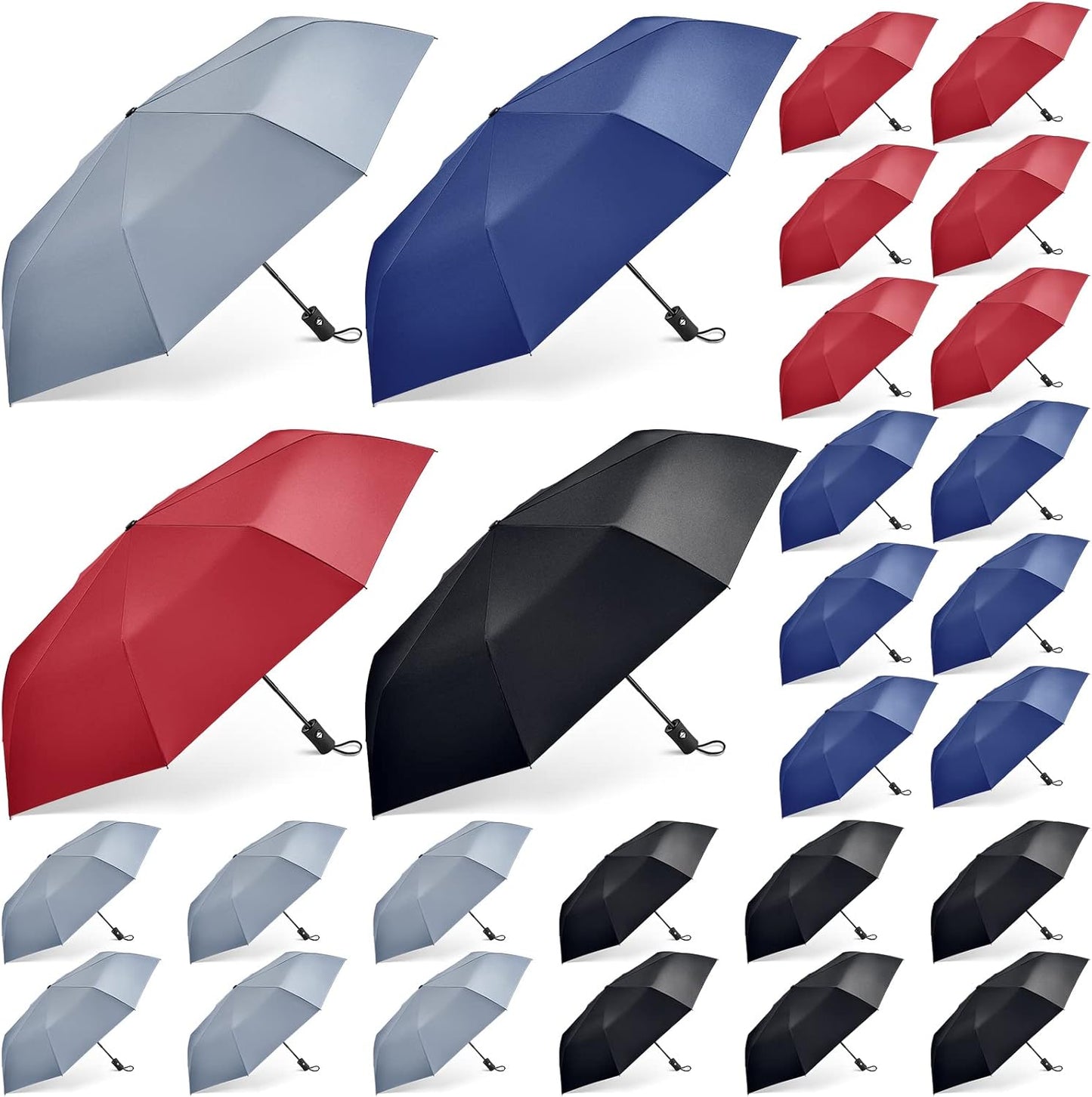 Amylove Windproof Travel Compact Umbrellas Bulk Wind Resistant Folding Auto Open and Close Rain Automatic Travel Collapsible Portable Umbrellas for Men and Women 4 Colors