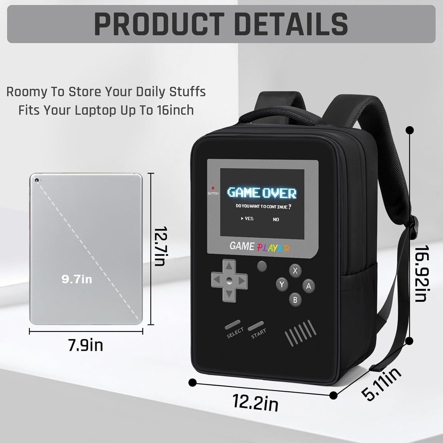 Gamer Backpack for Boys,School Boys Backpack for Kids Children Teens Elementary Middle High School,17" Large Capacity Student Bookbag & Multifunctional Video Game Travel Bag