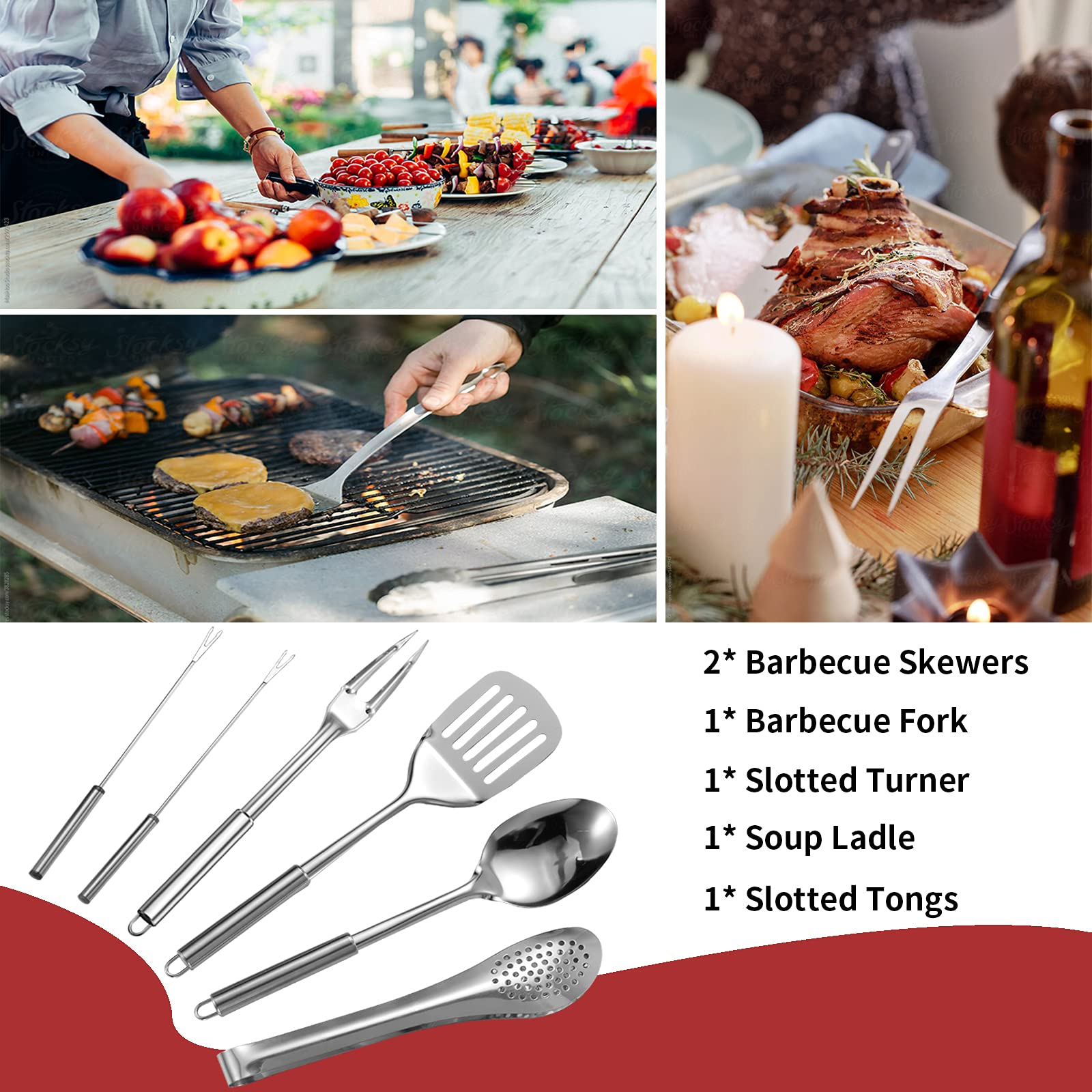 Portable Camping Kitchen Utensil Set-27 Piece Cookware Kit, Stainless Steel Outdoor Cooking and