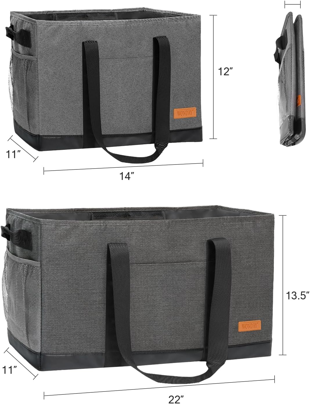WONDAY Standing Extra Large Reusable Grocery Bag Carrier with Handle, Thirty One Utility Tote Foldable for Shopping and Beach