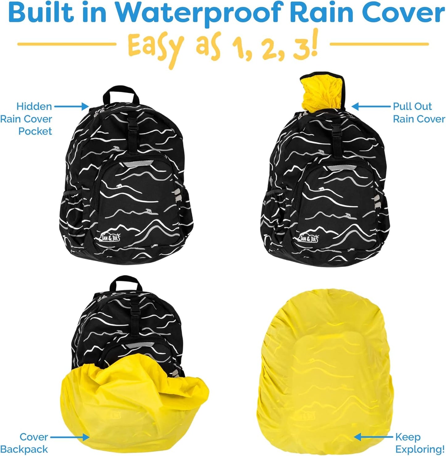 JAN & JUL Water Resistant Backpack for School, Lightweight Schoolbag for Kids (Heather Grey, One