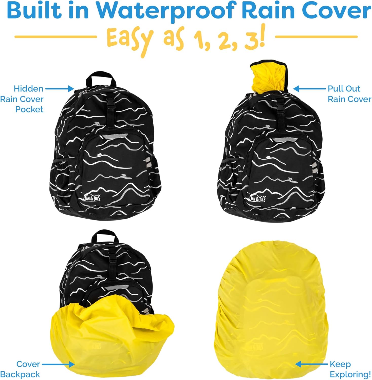 JAN & JUL Water Resistant Backpack for School, Lightweight Schoolbag for Kids (Heather Grey, One