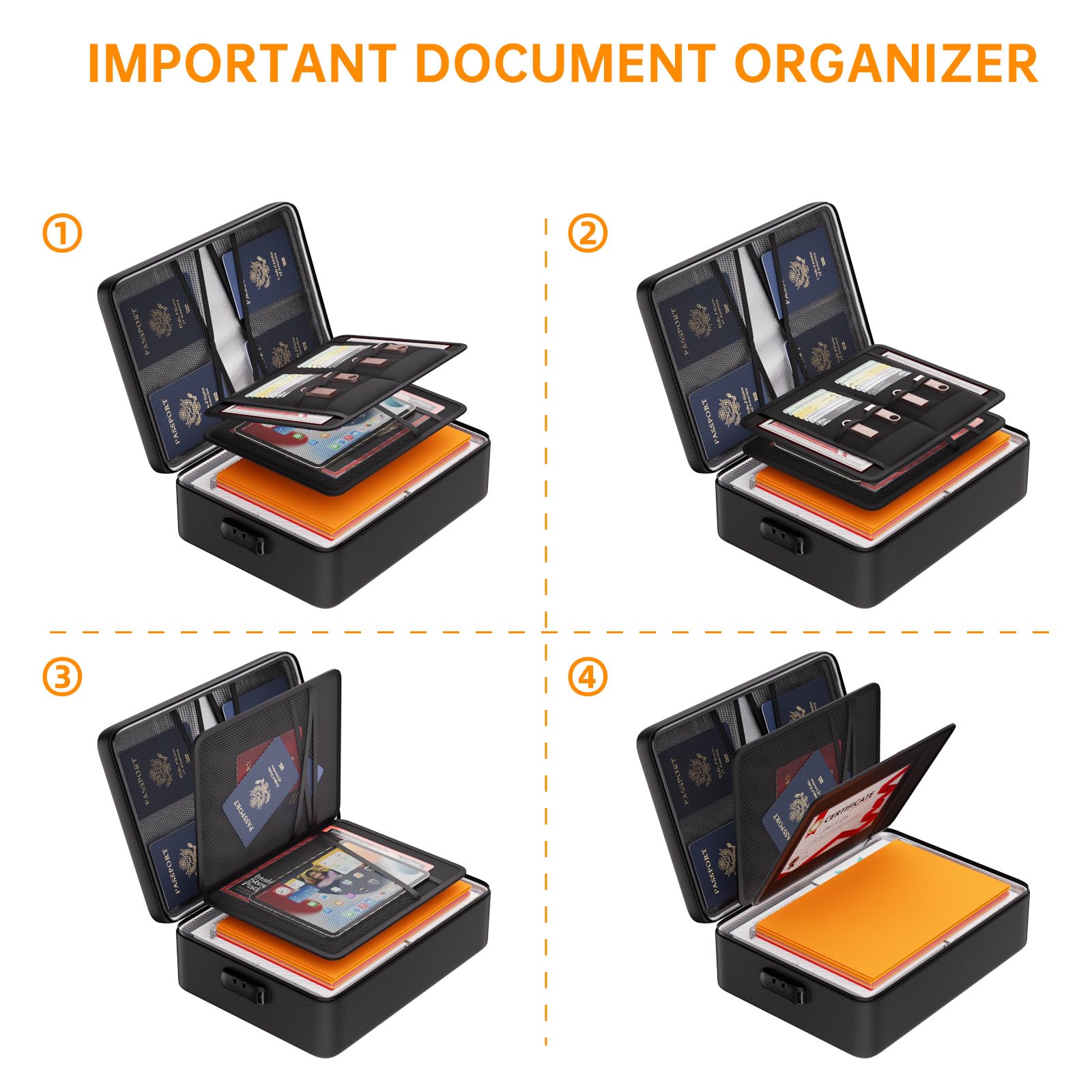 DocSafe 5200°F Fireproof Document Organizer Box with Lock, Heat Insulated