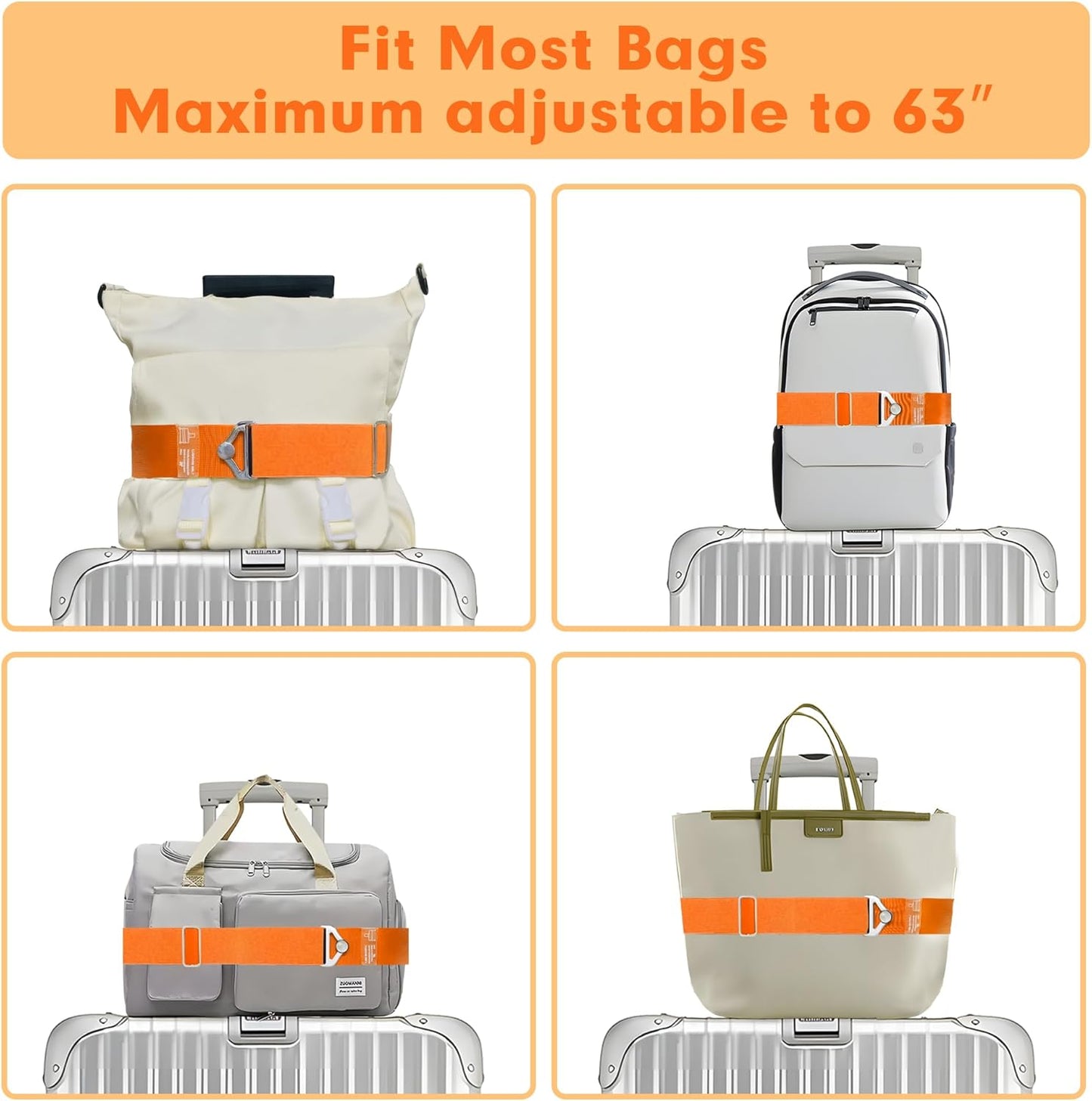 2-in-1 Travel Belt for Luggage Over Handle, Luggage Belt for Carry on Bag, Suitcase Straps, Add a