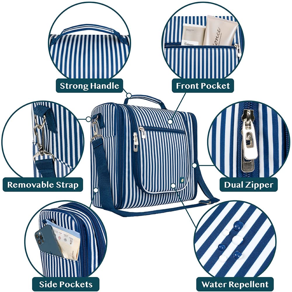 PAVILIA Extra Large Toiletry Bag Travel Bag for Women Men, Hanging Cosmetic Organizer, Water