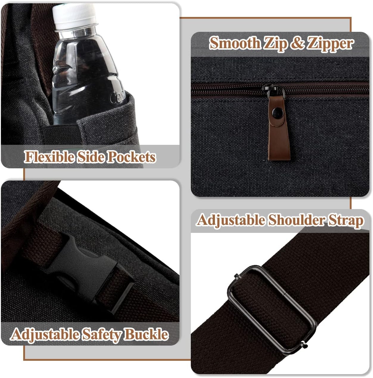 VASCHY Messenger Bag for Men,Canvas Briefcases 15.6in Laptop Bag Crossbody Satchel Computer Bags for Work Office Women