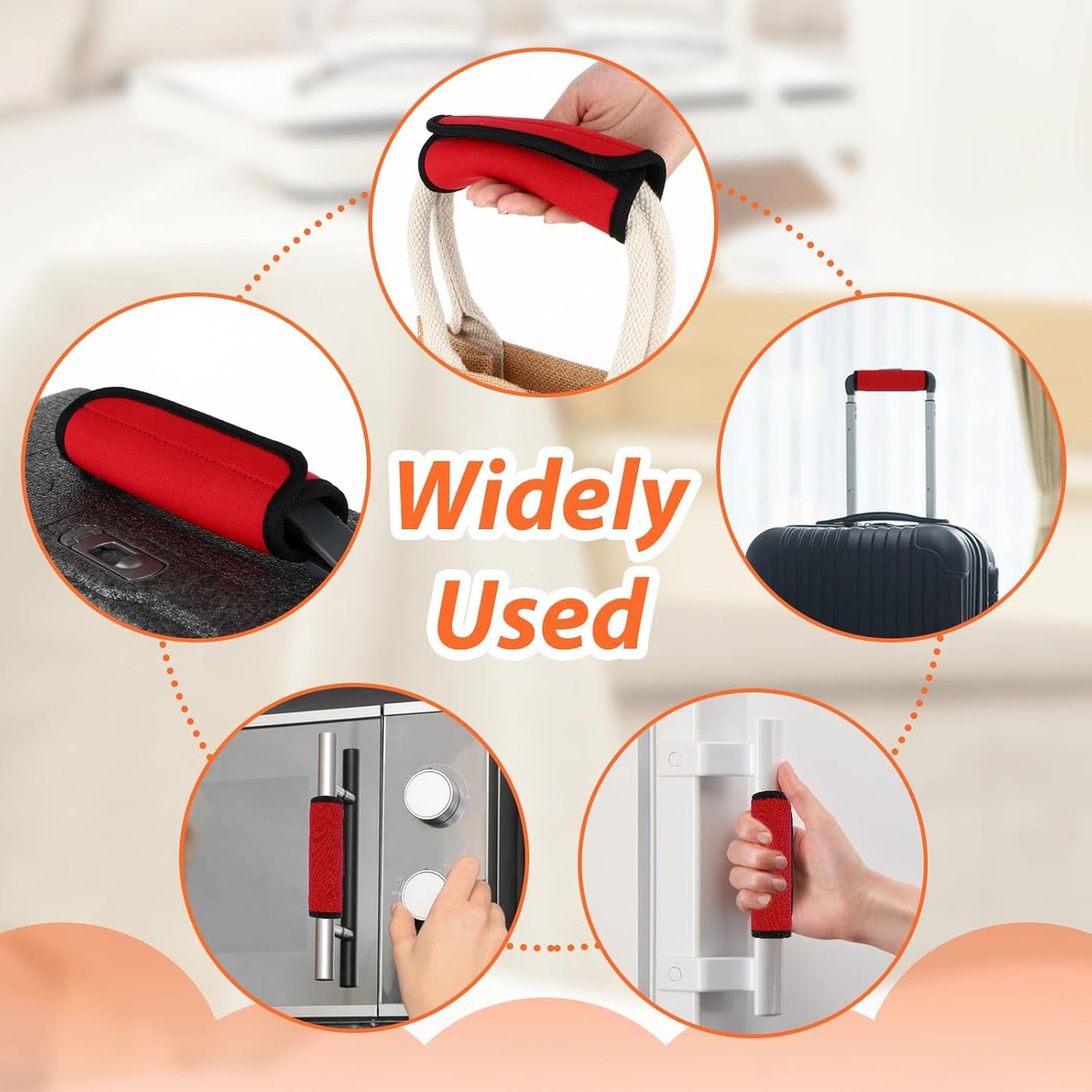 2 Pack Luggage Handle Wraps for Suitcase, Bright Color Comfort Soft Handle Covers Suitcase Luggage Handle Wrap Luggage Tag Wraps Travel Accessories (Red)