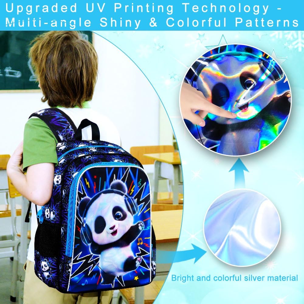 3PCS Boys Backpack, Water Resistant Kids Bookbag Set with Lunch Box, Cute School Bag for Preschool Toddler