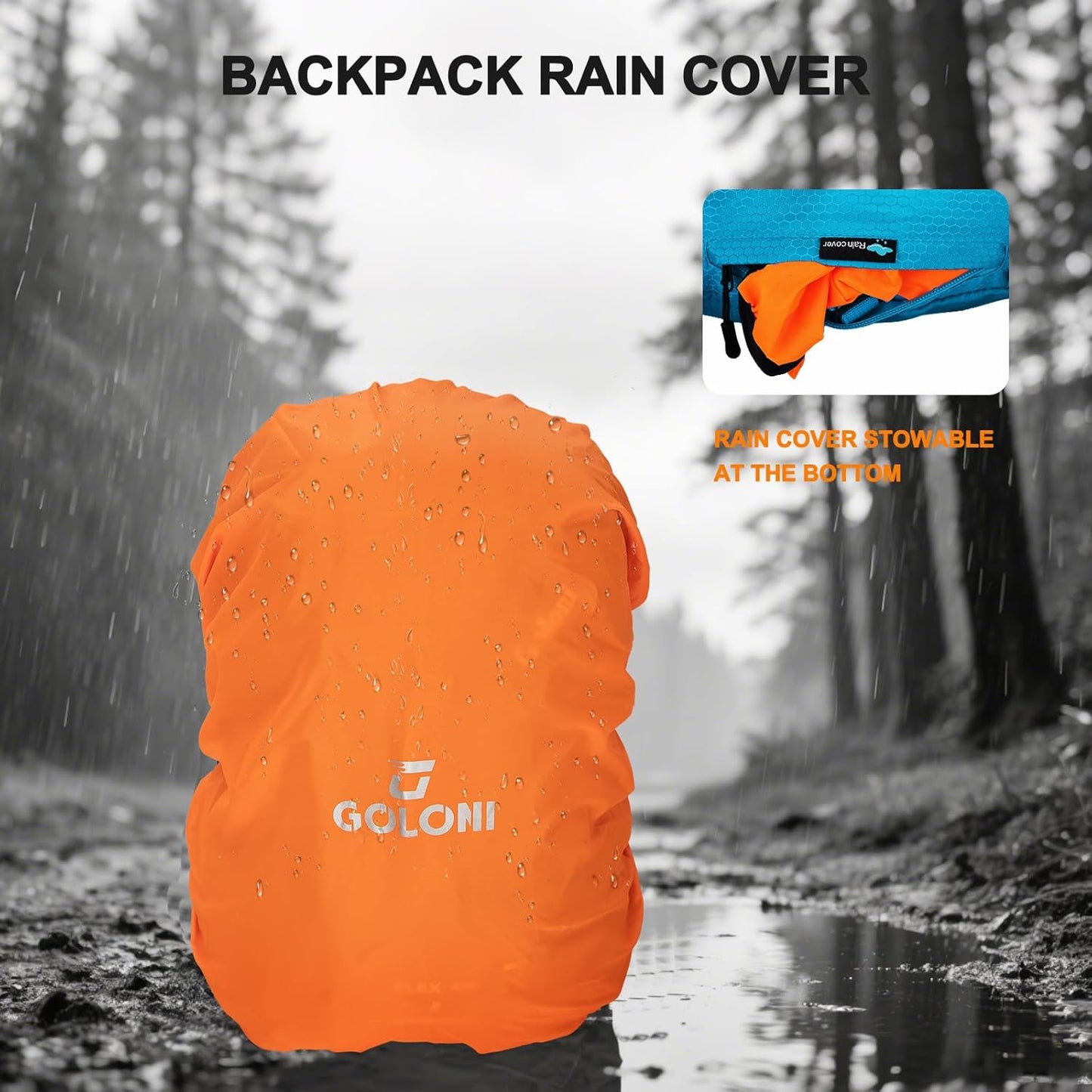 45L Hiking Backpack with Rain Cover, Lightweight Foldable Camping Backpack for Trekking