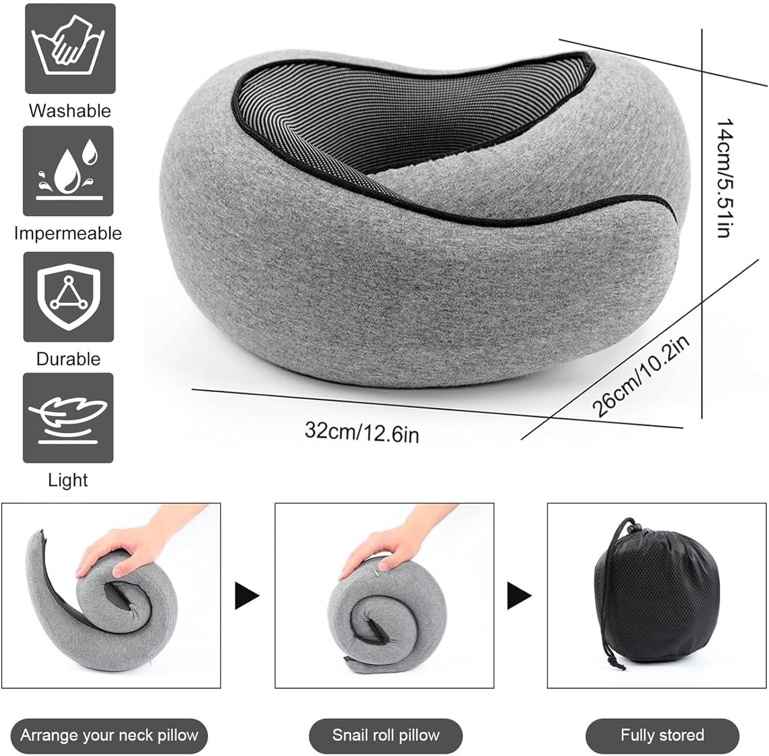 WEERSHUN Travel Pillow for Airplanes, 2026 New Memory Foam Neck Pillow with Chin Wrap for