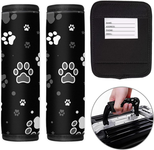 2 Pack Luggage Handle Wrap Travel Tags - Set of Luggage Tags for Suitcases, Identifiers, Marker, and Handle Covers - Cruise Accessories and Travel Gifts（Cute Dog Paw