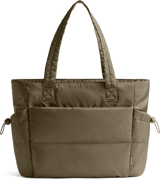 Tote Bag for Women Puffy Work Bags for Women with Zipper Lightweight Quilted Puffer Tote Bag for Travel, Teacher, Nurse