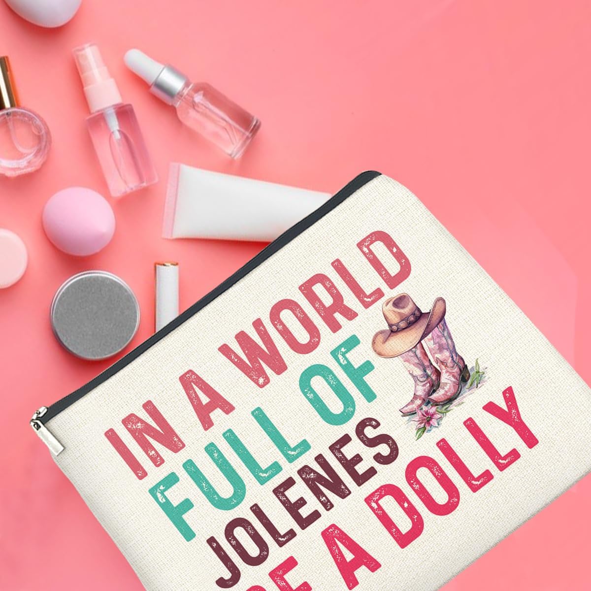 Country Music Lover Gifts Makeup Bag Western Dolly Fans Gifts for Women Sister Friends, in a World