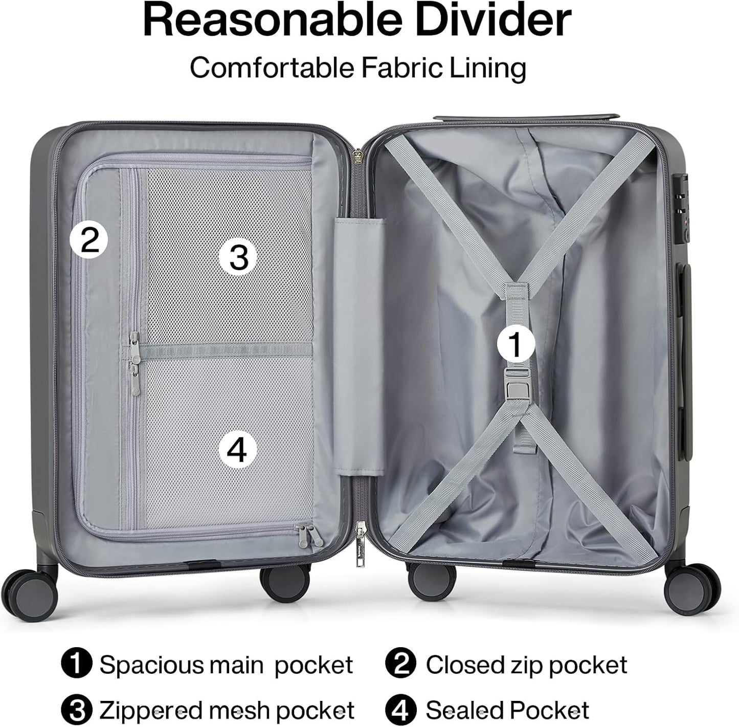 Hanke 28 Inch Luggage with Spinner Wheels Large Travel Suitcase Tsa Hard Case Luggage for Women Men Rolling Checked Luggages(Graphite Grey)