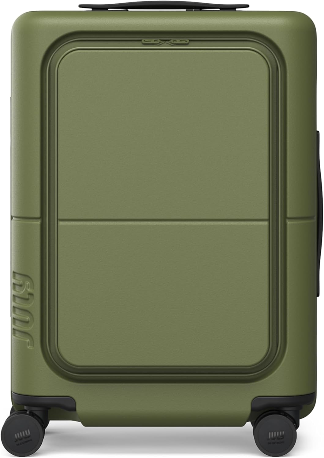 Carry On Pro - 20" Hardshell with Front Pocket, Airline Approved Carry On Luggage with Wheels, TSA Lock Rolling Suitcase, Silent Spinner Wheels, USB Ports & Ejectable Battery - Moss